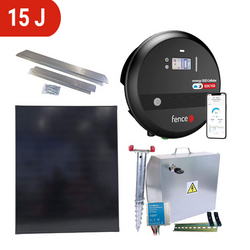 Premium sada solárního ohradníku - Kompletní bezpečnostní schránka + 8 J RF chytrý zdroj, panel 200 W - kopie - kopie
