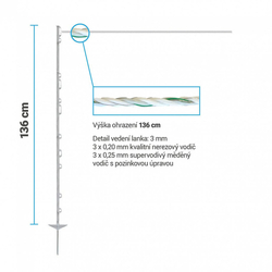 Set elektrického ohradníku pro koně, hříbata, poníky, osly - DUO zdroj - lano 200 m