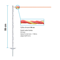 Set elektrického ohradníku pro psy, kočky, králíky, drůbež - síťový zdroj - lanko 100 m