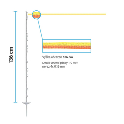 Set elektrického ohradníku pro koně, poníky, psy, zajíce - síťový zdroj - páska 250 m