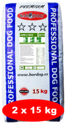 BARDOG LAMB & RICE 25/13 jehněčí s rýží pro všechna plemena 2 x 15 kg