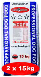 BARDOG PERFORMANCE 30/20 kuřecí maso pro všechna plemena 2 x 15 kg