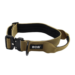 K9 taktický obojek pro psy s rukojetí, khaki, vel. S - XL