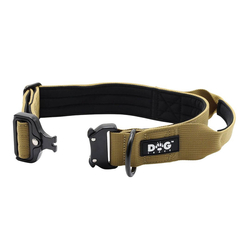 K9 taktický obojek pro psy s rukojetí, khaki, vel. S - XL