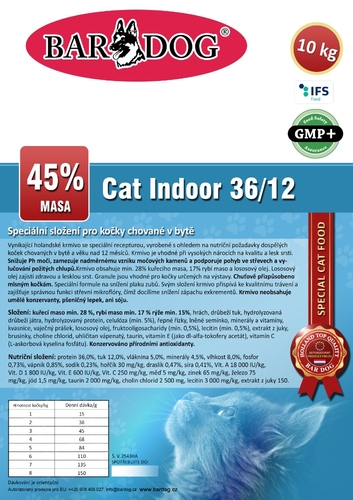Bardog INDOOR Cat 36/12 Super premium 10 kg