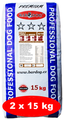 Bardog ADULT Large & Breed 30/18 kuřecí maso pro velká plemena 2 x 15 kg