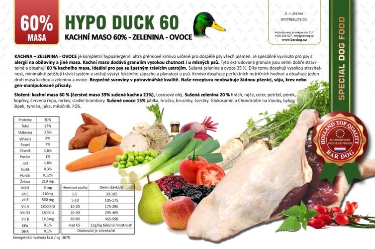BARDOG HYPO DUCK 60 4 kg ovoce-zelenina
